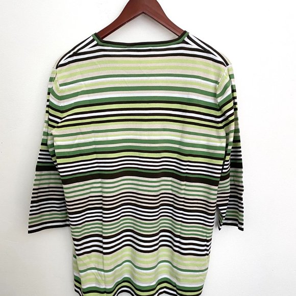 NWOT Green Stripe German Designer Sweater - Picture 2 of 9